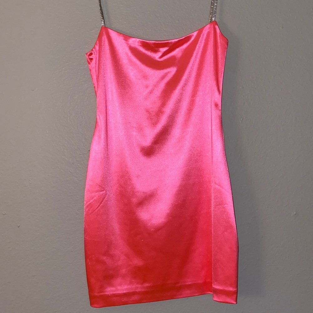 Meshki pink dress with diamond straps